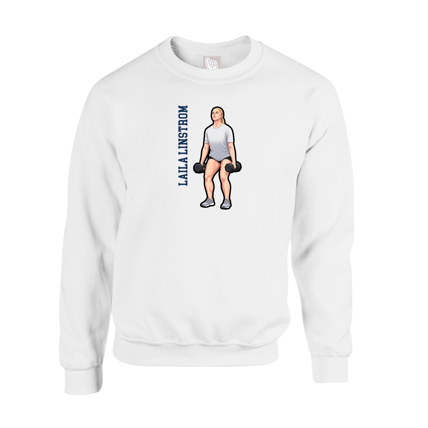 Fleece Crew — Name Vertical in White