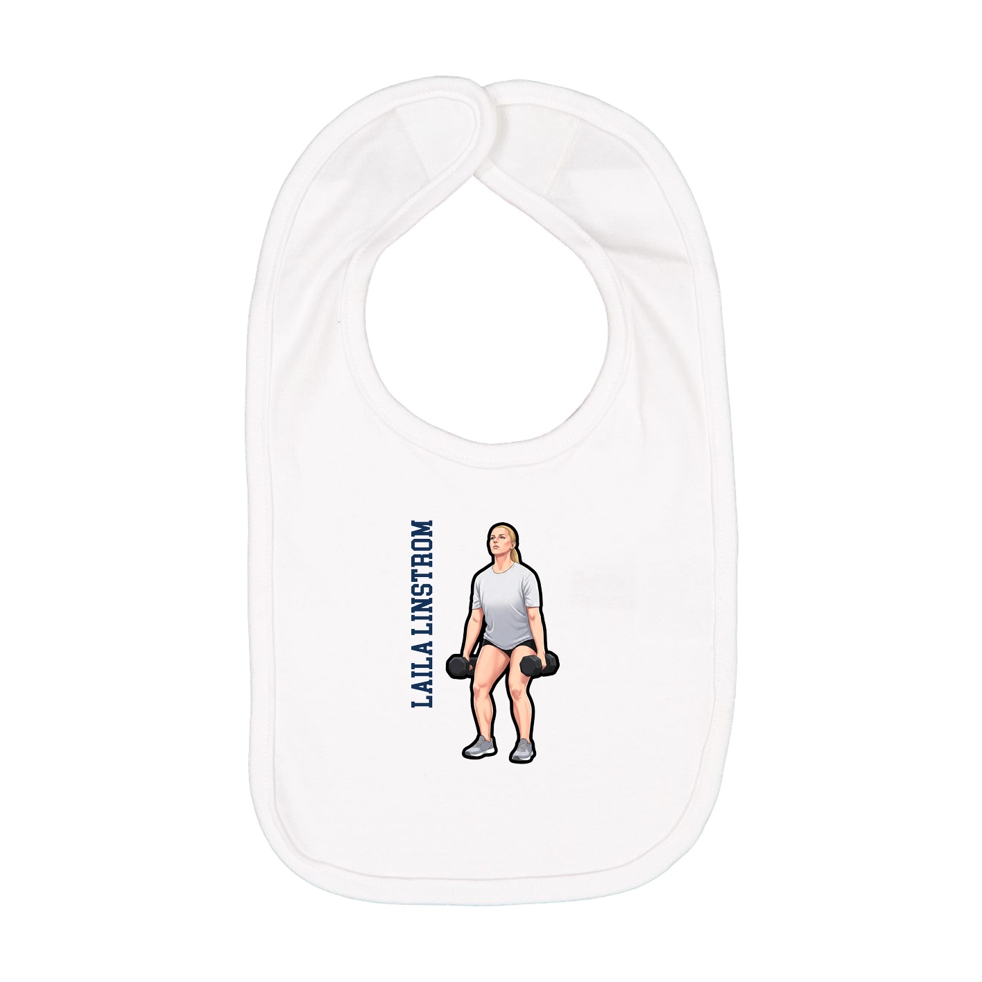 Infant Bib — Name Vertical in White