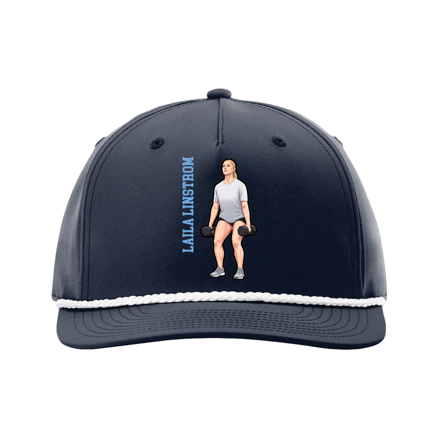 Five-Panel Classic Rope Cap — Name Vertical in Navy