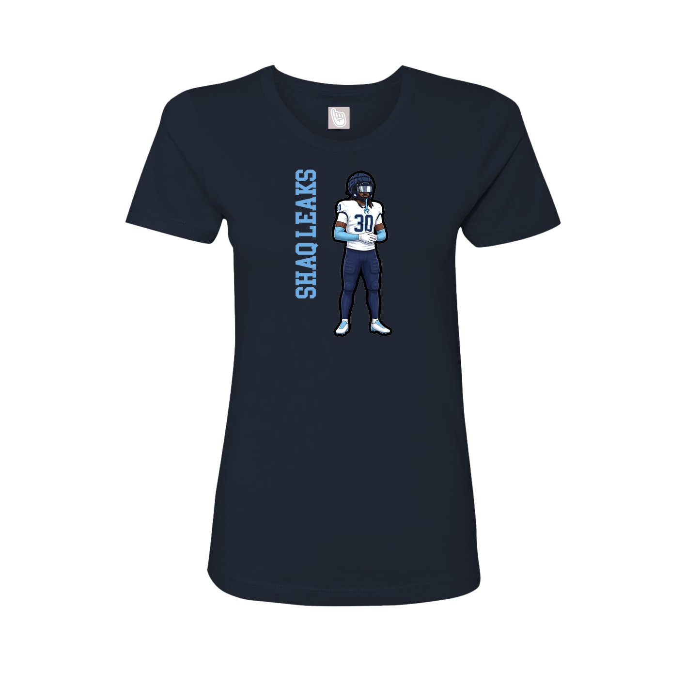 Womens Tee — Name Vertical in Navy