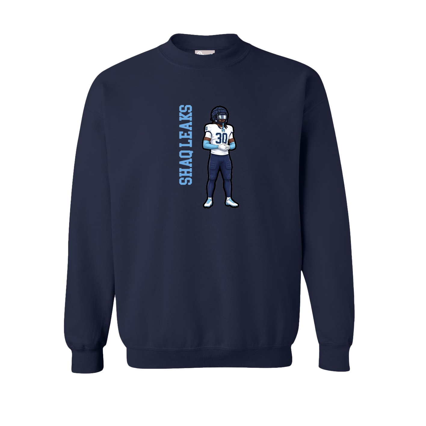 Fleece Crew — Name Vertical in Navy