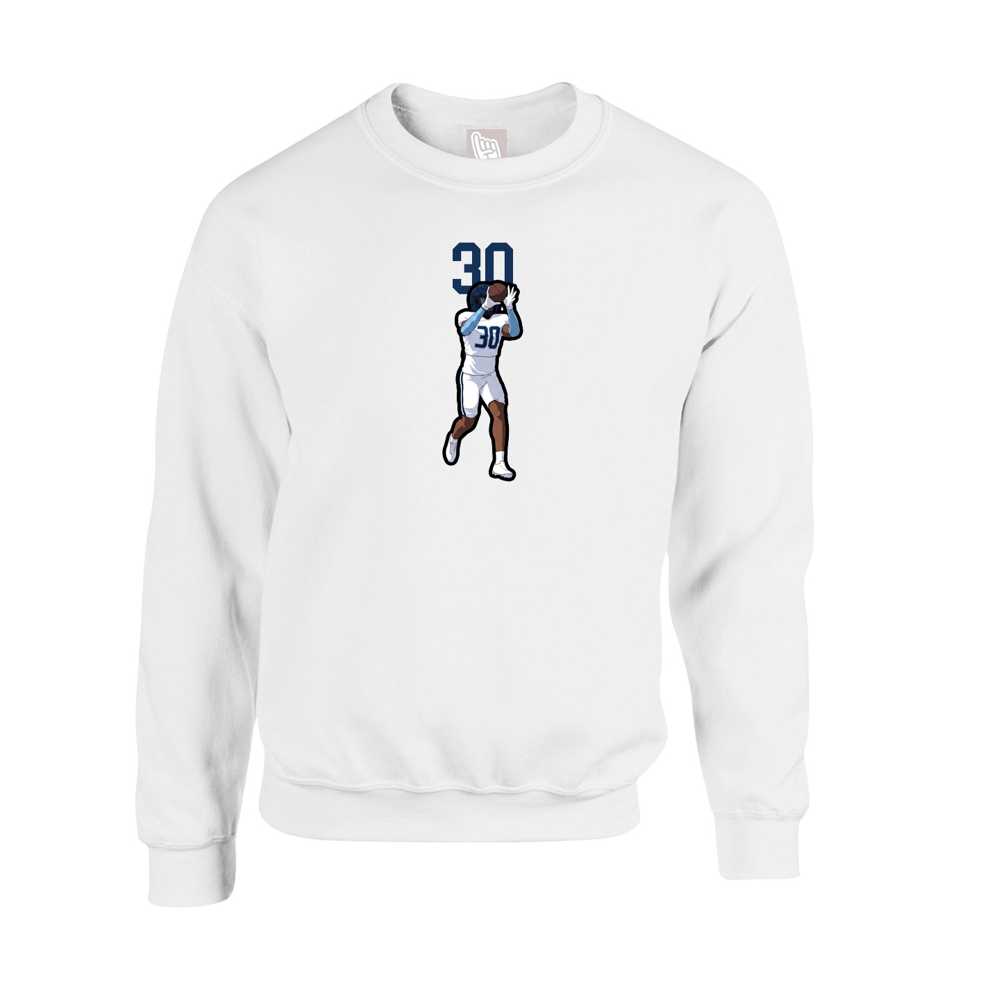 Fleece Crew — Number Top in White
