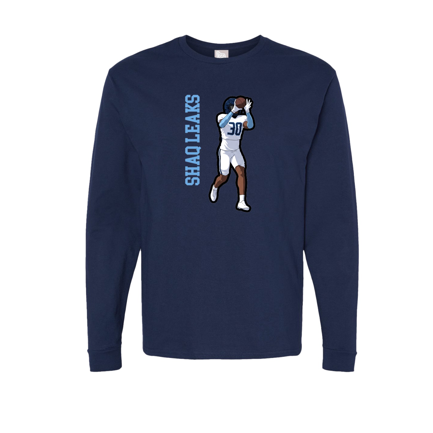 Long Sleeve Tee — Name Vertical in Navy
