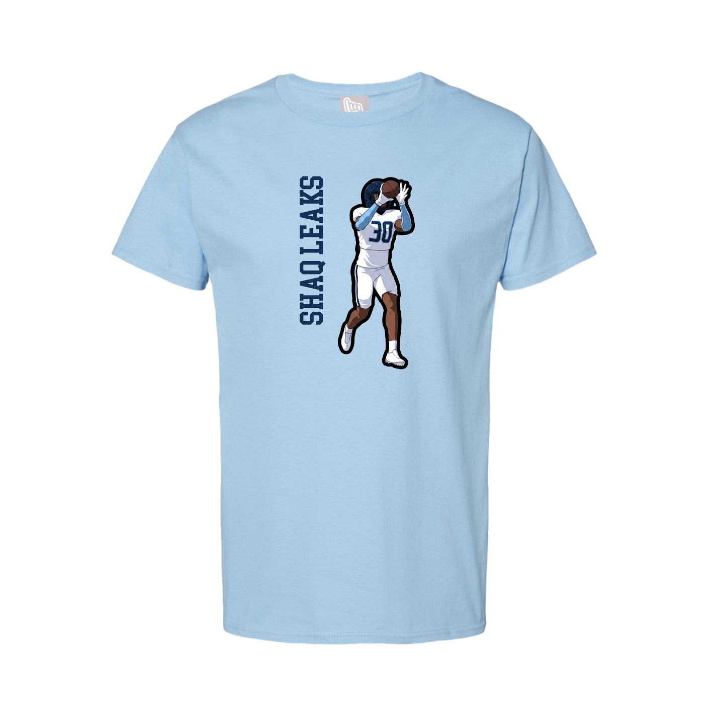 Youth Tee — Name Vertical in Light Blue