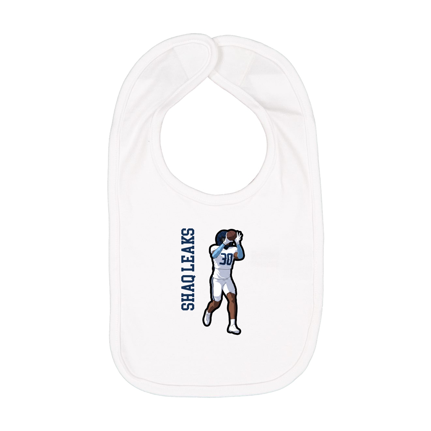 Infant Bib — Name Vertical in White