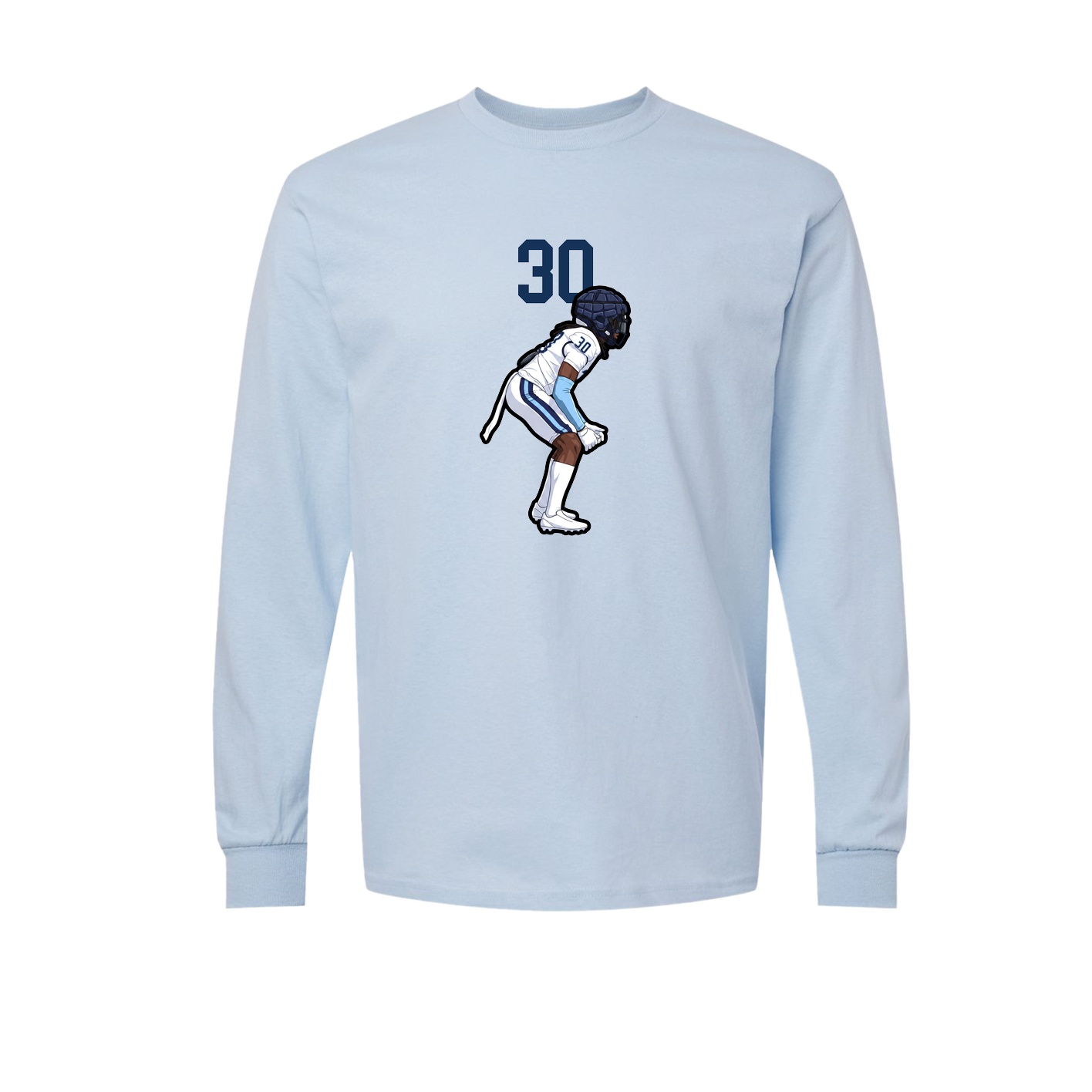 Long Sleeve Tee — Number Top in Light Blue
