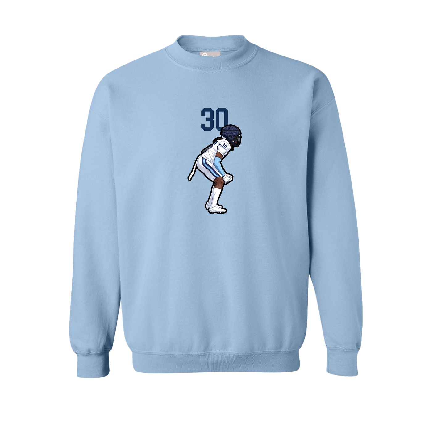 Fleece Crew — Number Top in Light Blue