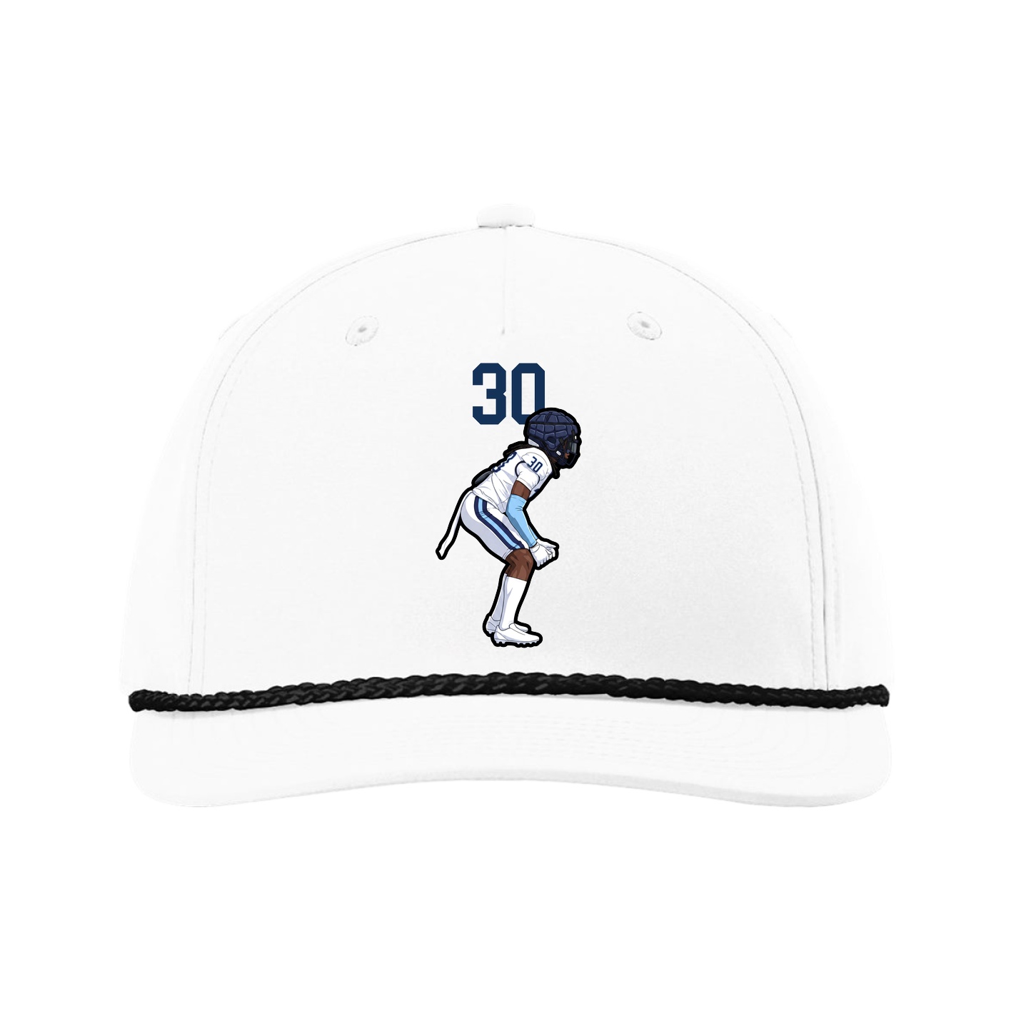 Five-Panel Classic Rope Cap — Number Top in White
