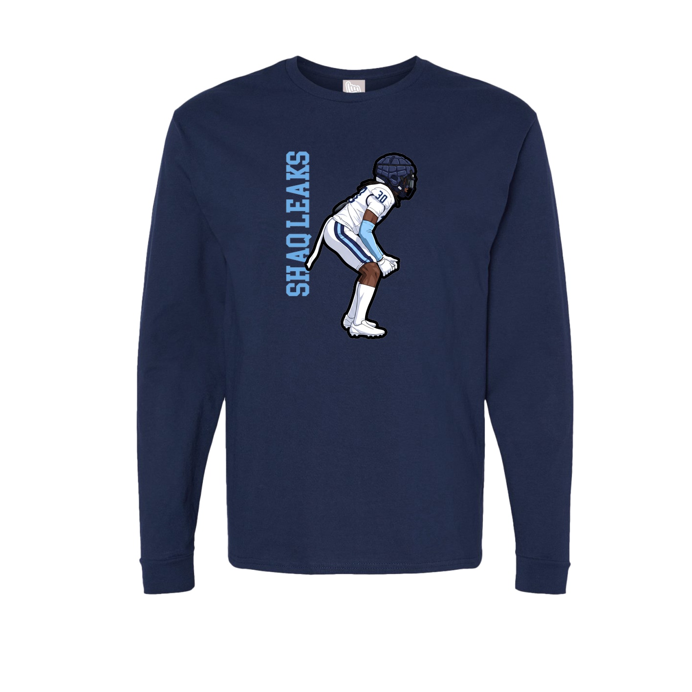 Long Sleeve Tee — Name Vertical in Navy