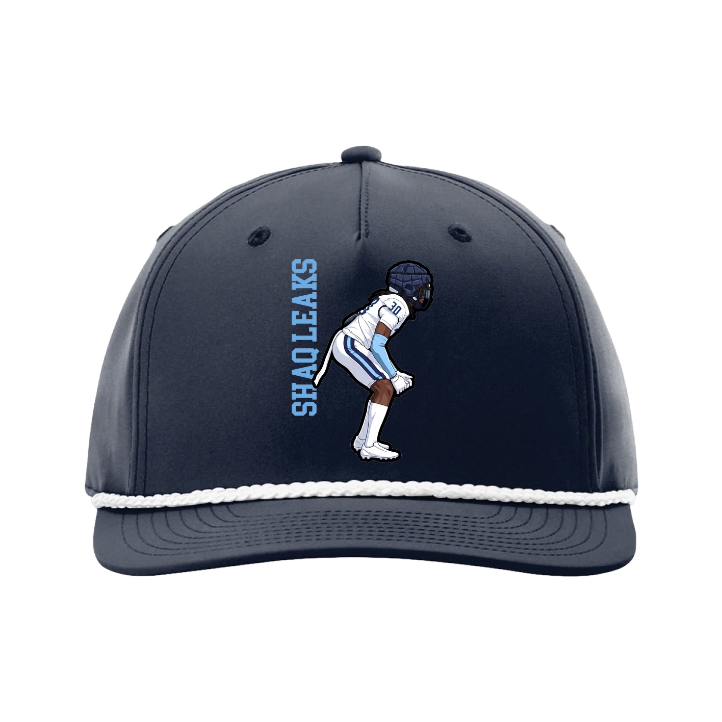 Five-Panel Classic Rope Cap — Name Vertical in Navy