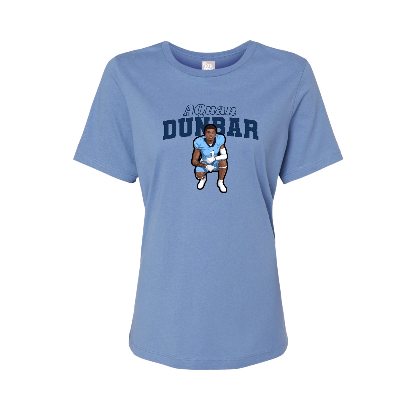 Fitted Women's Tee — Name Arch in Powder Blue
