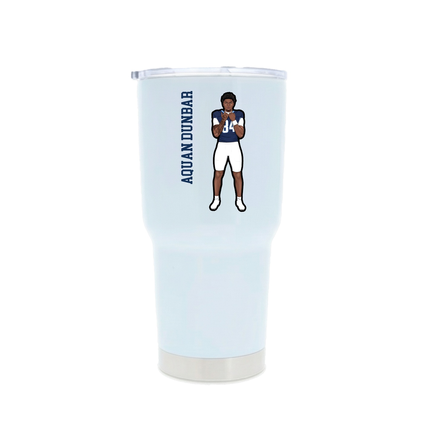 30oz Stainless Steel Tumbler — Name Vertical in White