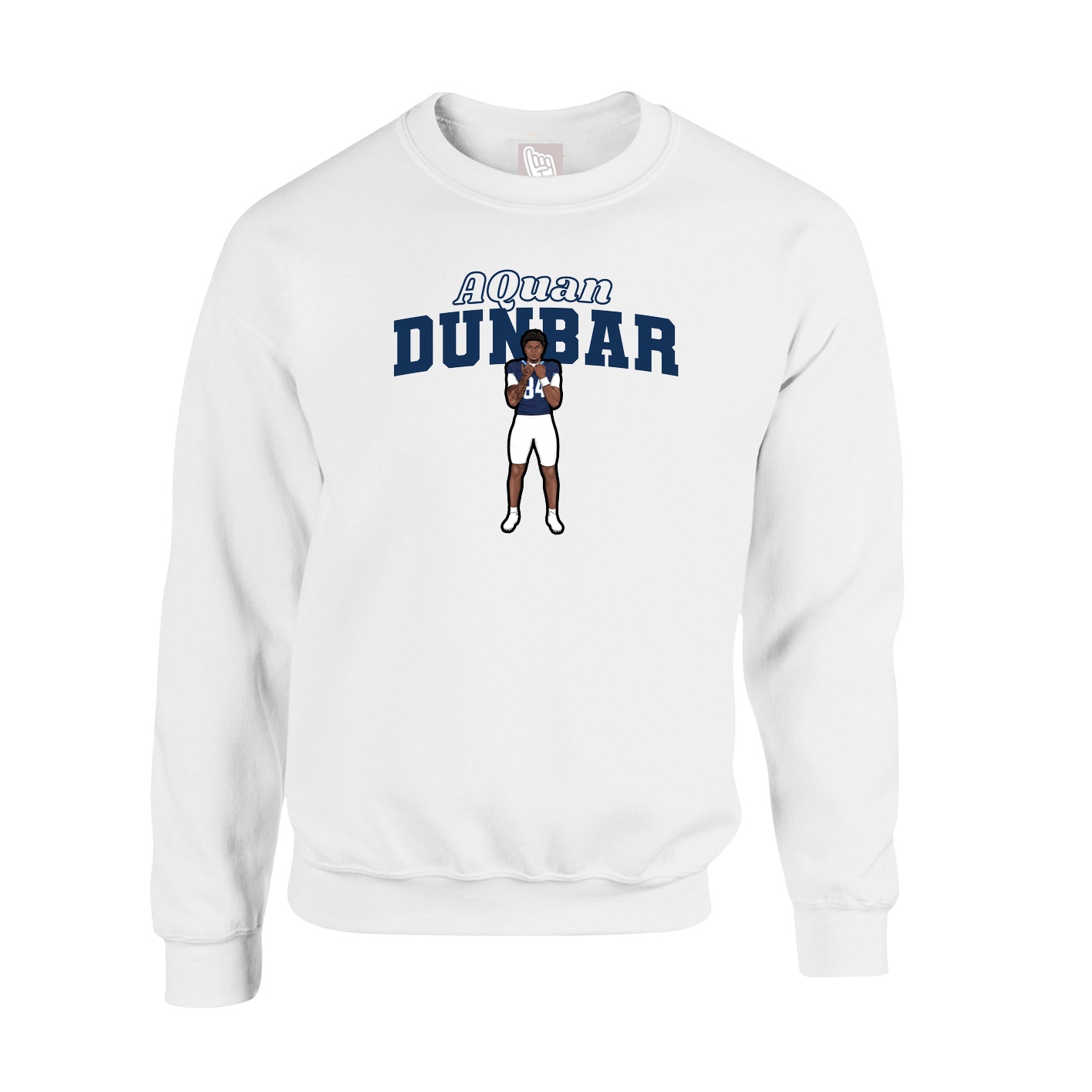Fleece Crew — Name Arch in White