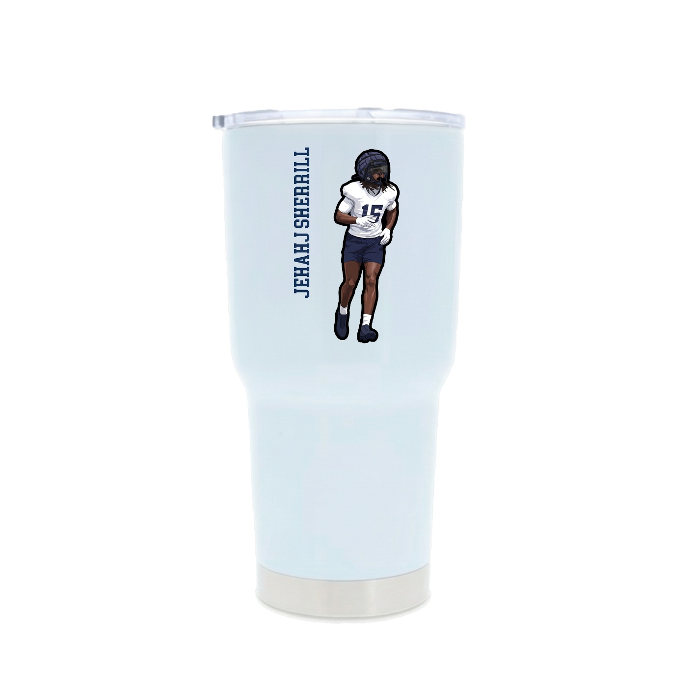 30oz Stainless Steel Tumbler — Name Vertical in White
