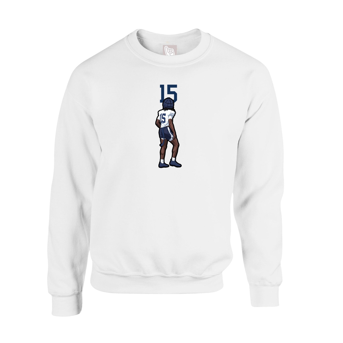 Fleece Crew — Number Top in White