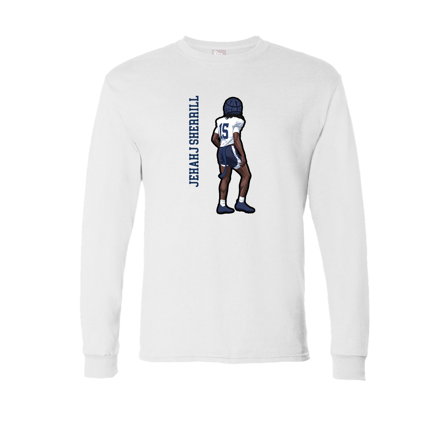 Long Sleeve Tee — Name Vertical in White