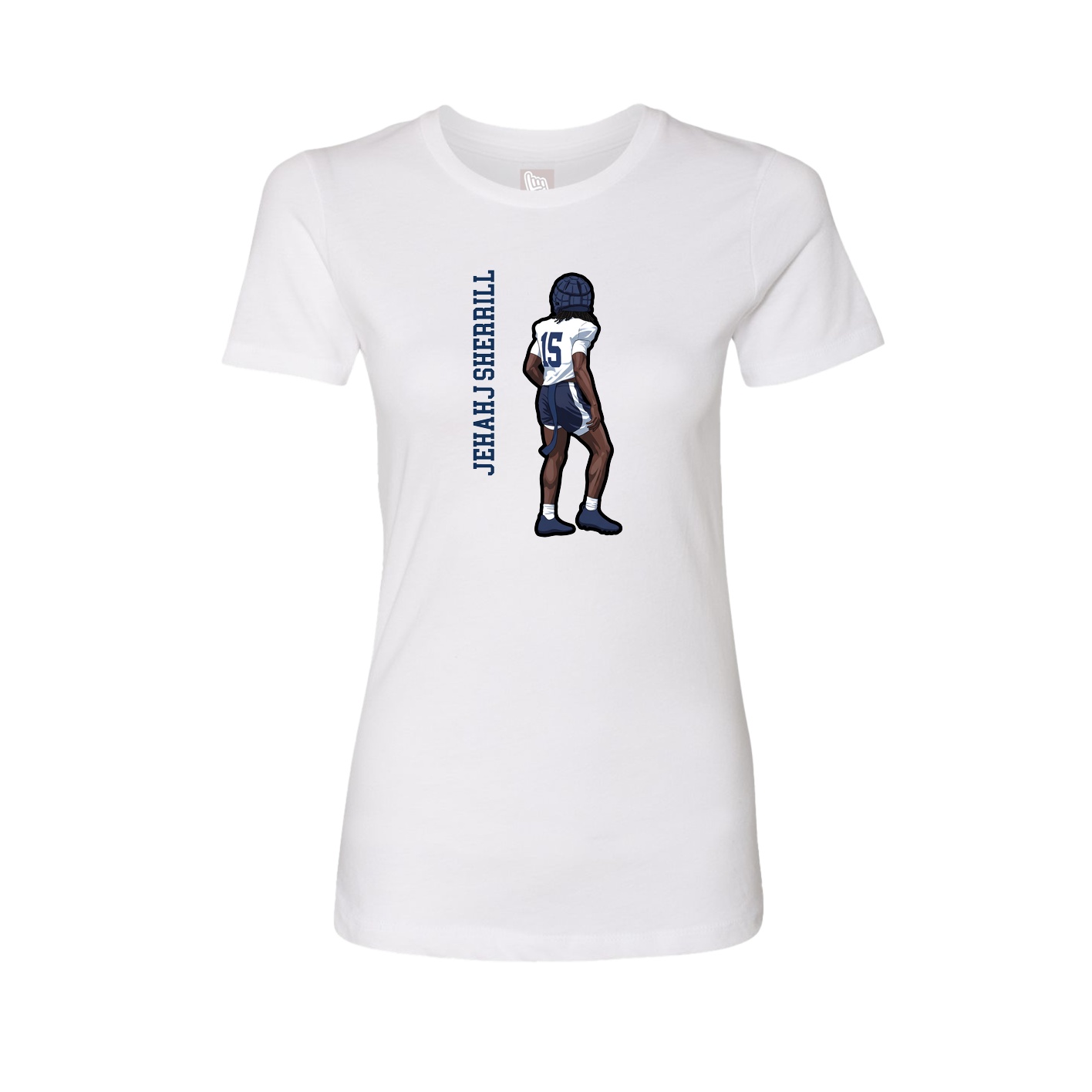 Fitted Women's Tee — Name Vertical in White