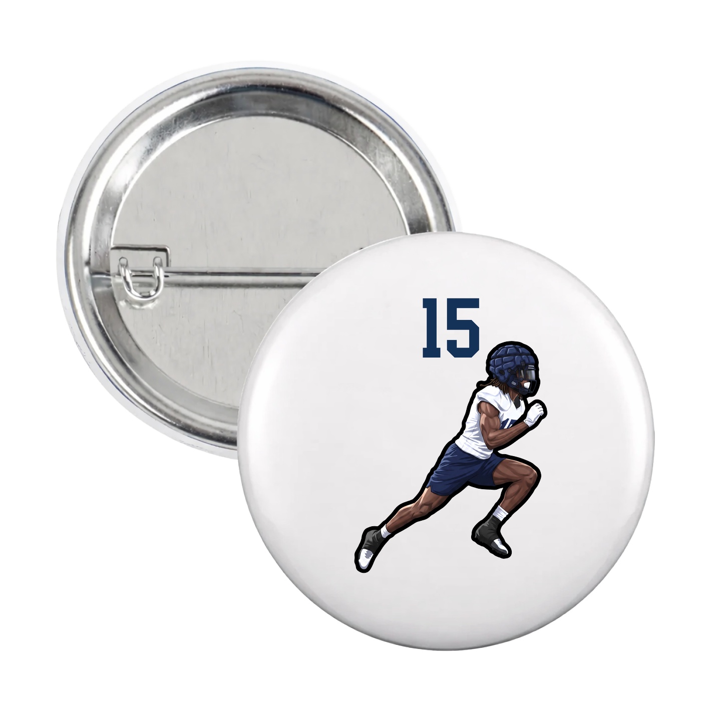 Game Day Button — Number Top in White