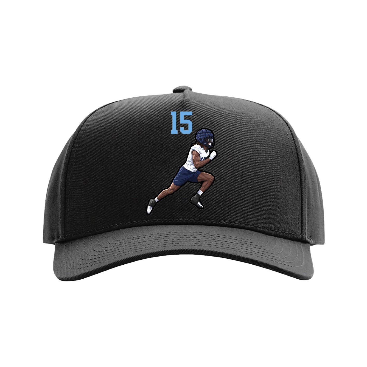 Full Fabric Five-Panel Champ Cap — Number Top in Black