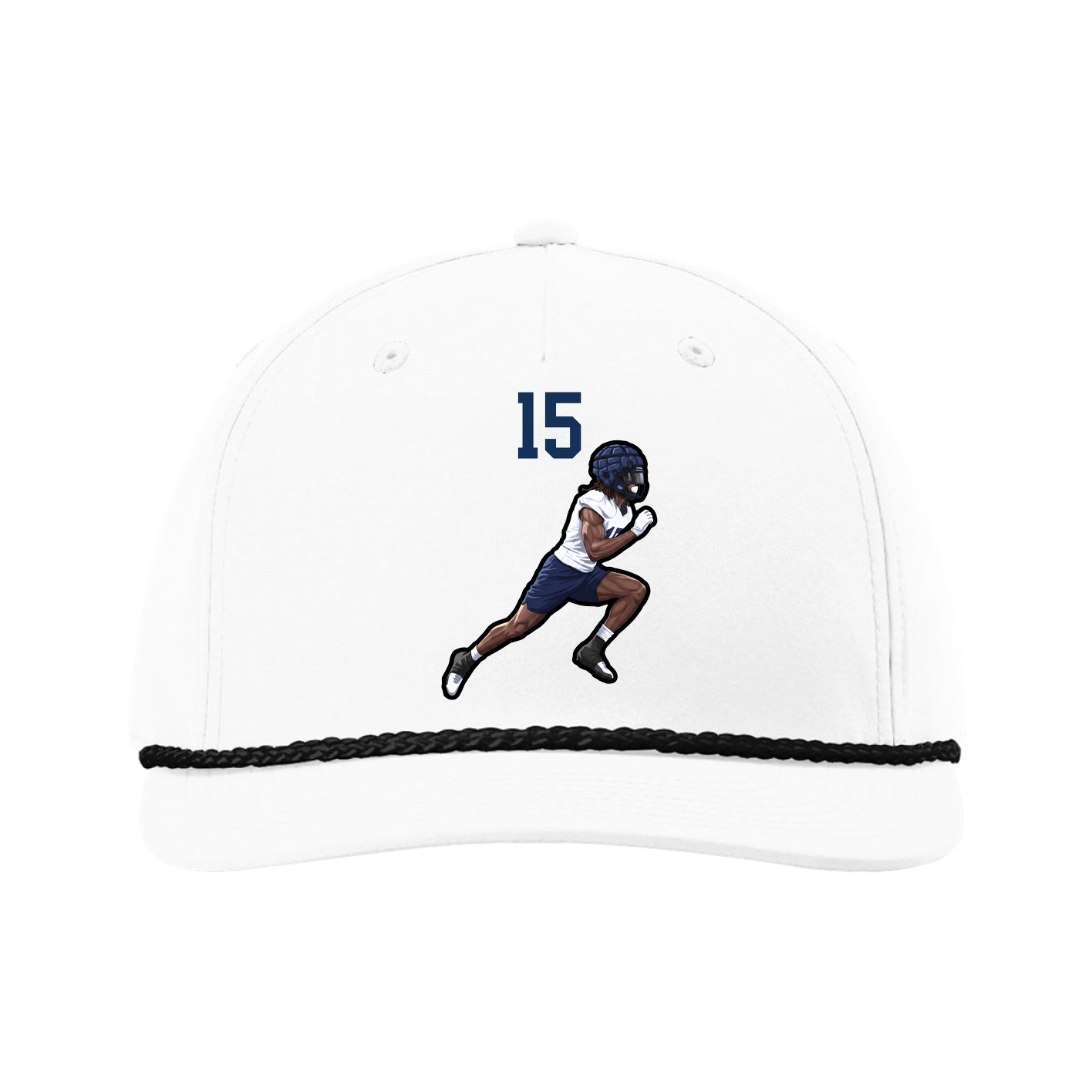Five-Panel Classic Rope Cap — Number Top in White