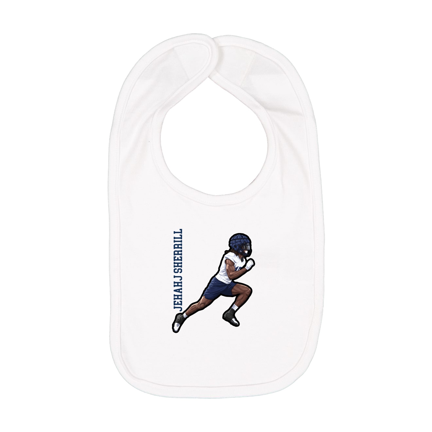 Infant Bib — Name Vertical in White