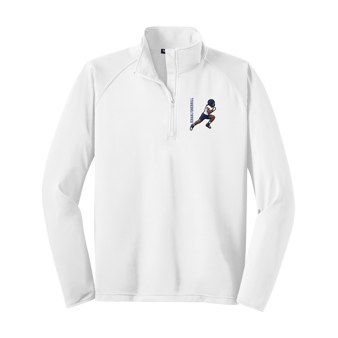 Q-Zip Pullover — Name Vertical in White