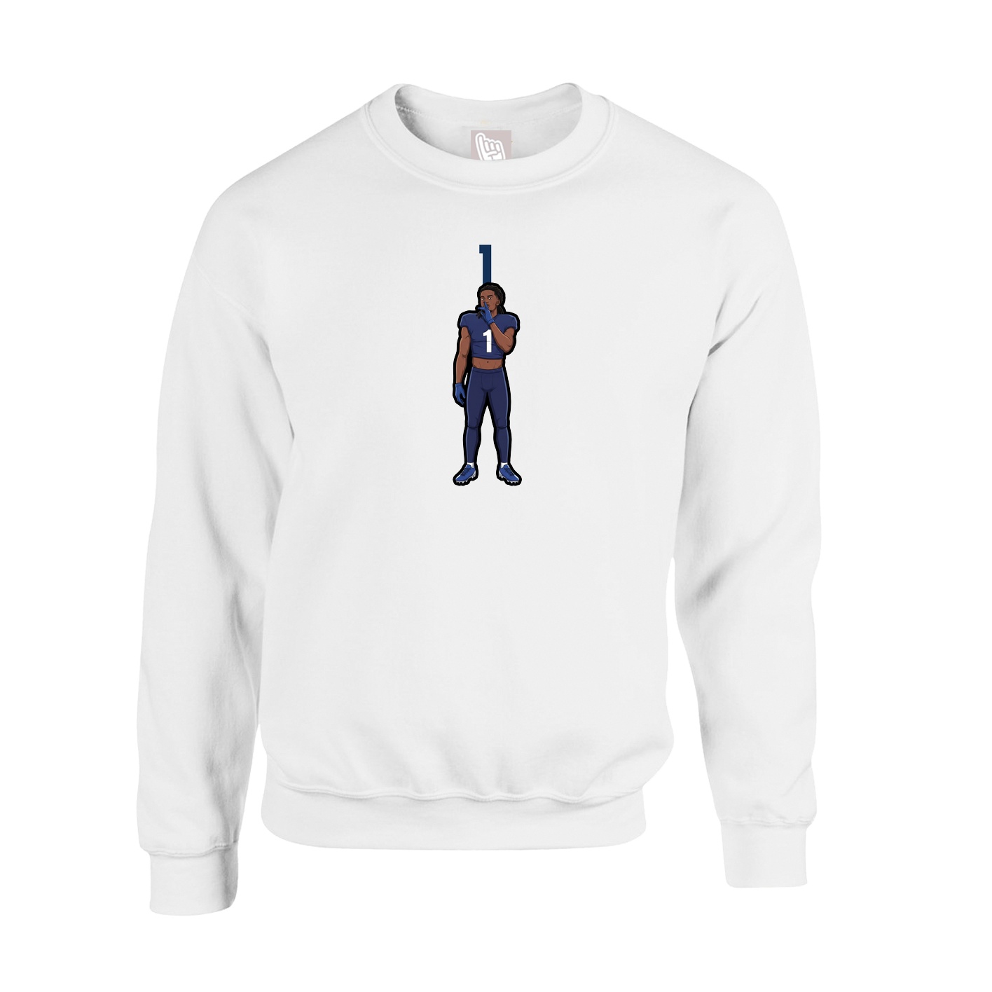 Fleece Crew — Number Top in White