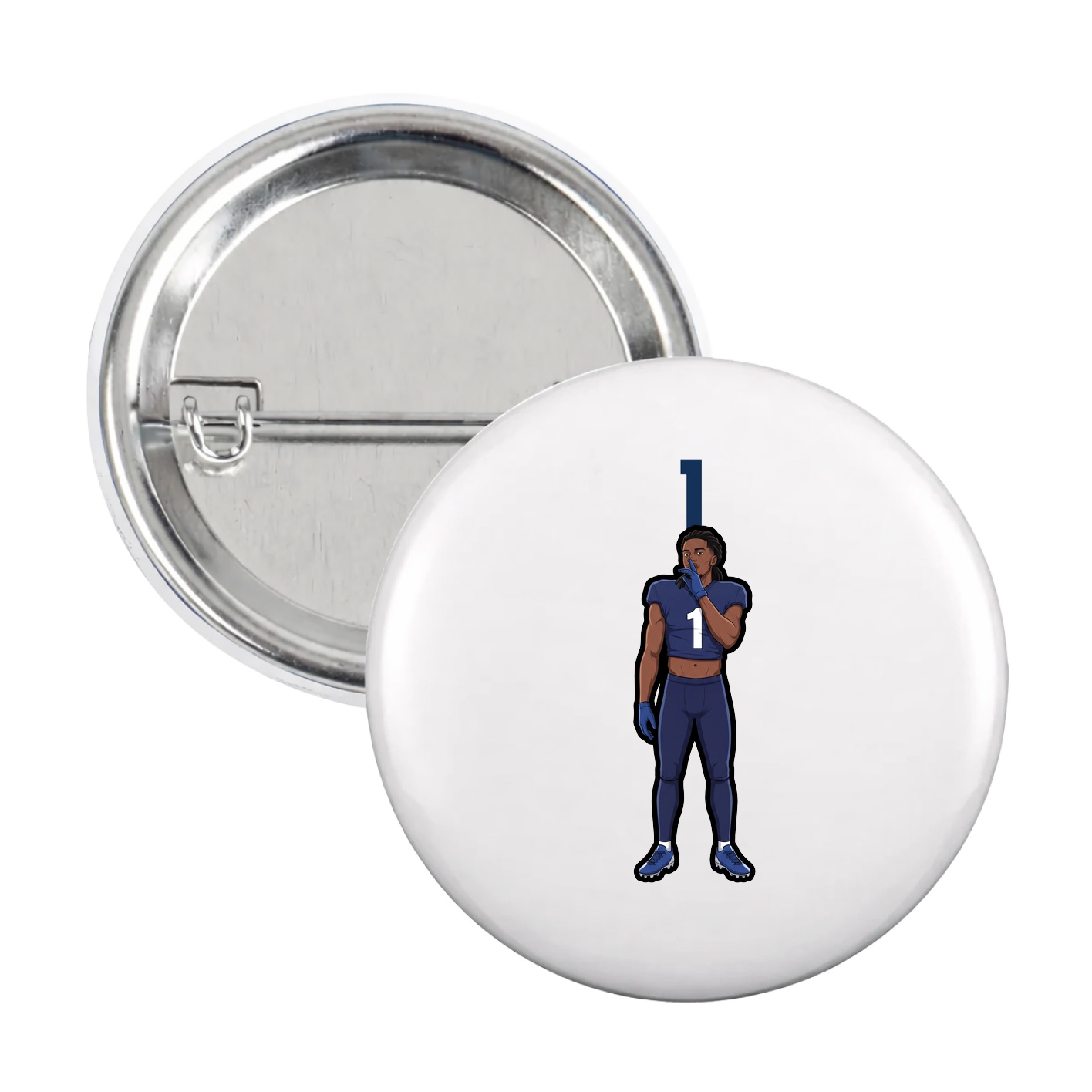 Game Day Button — Number Top in White