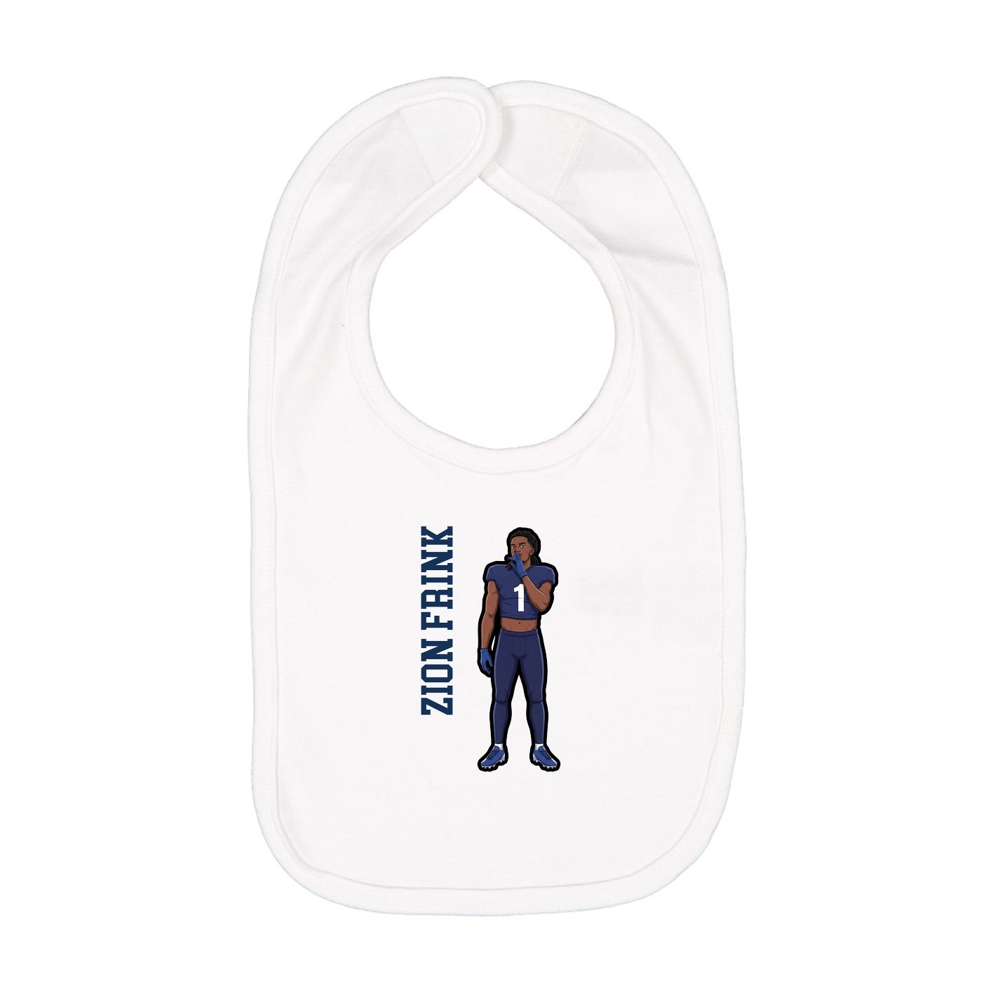 Infant Bib — Name Vertical in White