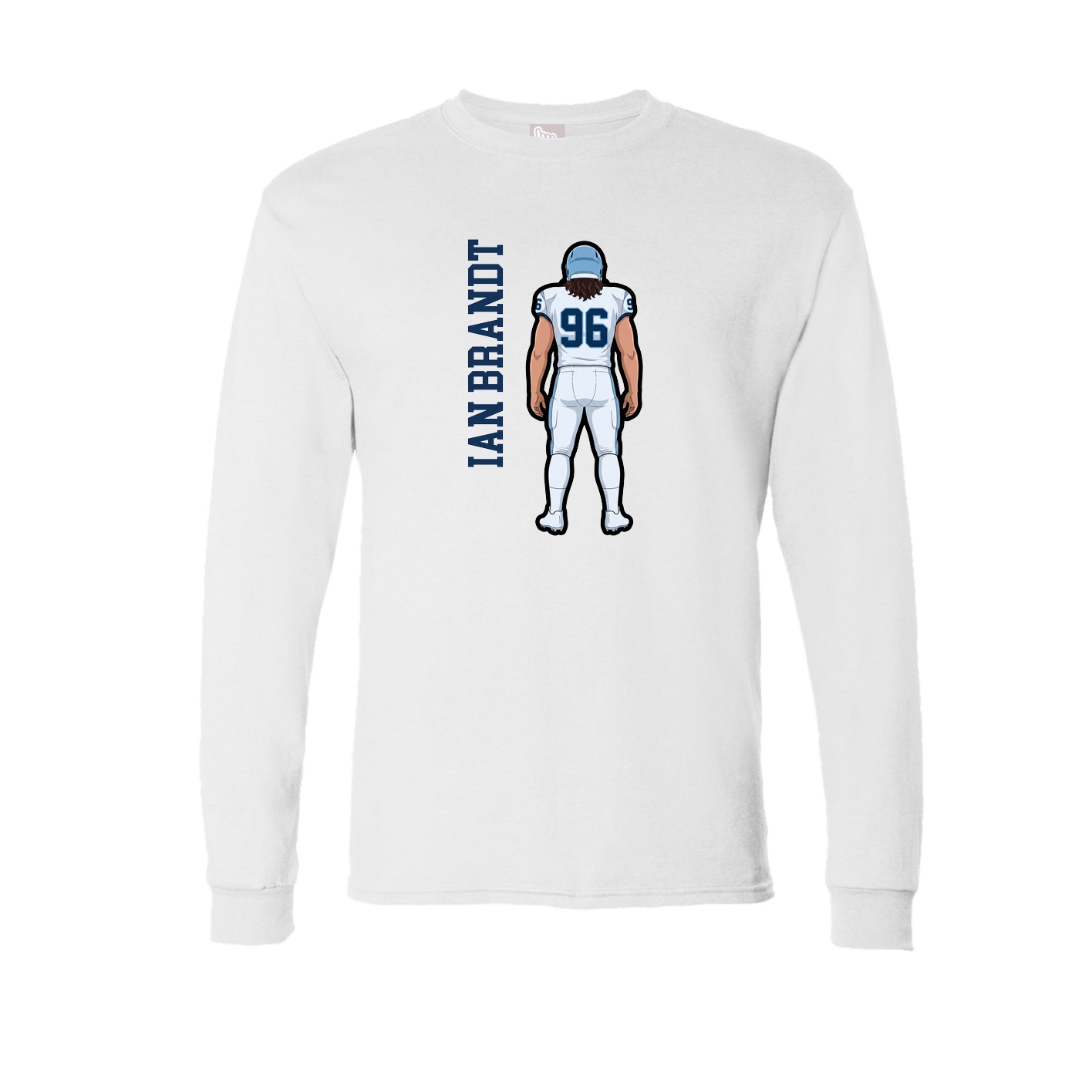 Long Sleeve Tee — Name Vertical in White