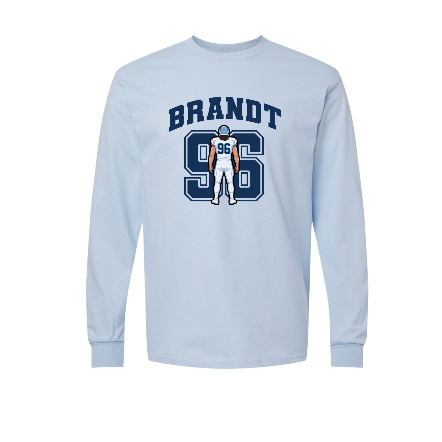 Long Sleeve Tee — Number in Light Blue