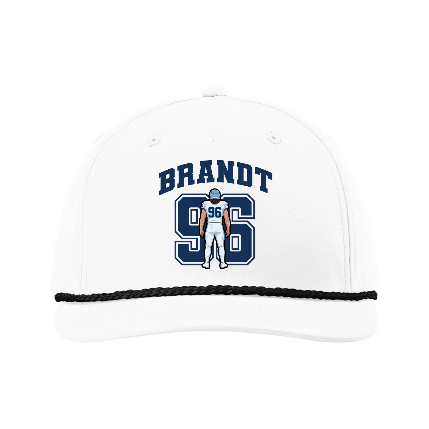 Five-Panel Classic Rope Cap — Number in White
