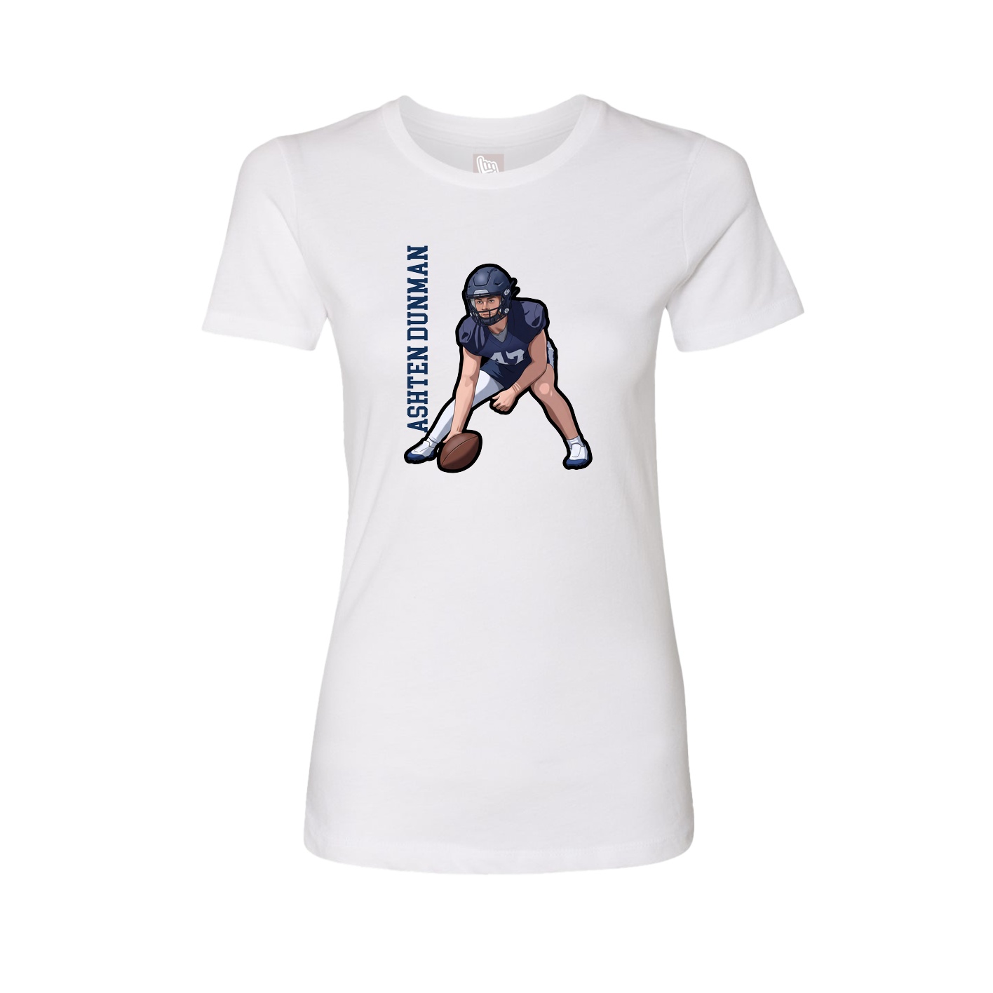 Fitted Women's Tee — Name Vertical in White