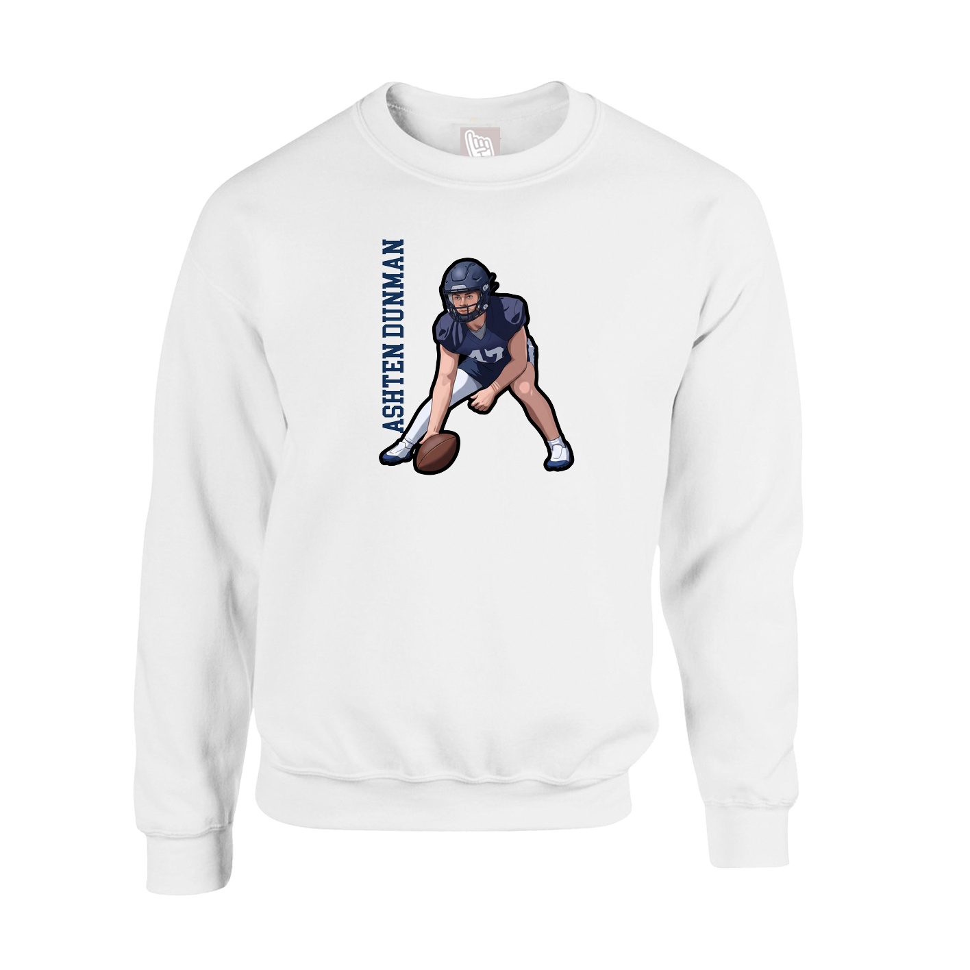 Fleece Crew — Name Vertical in White