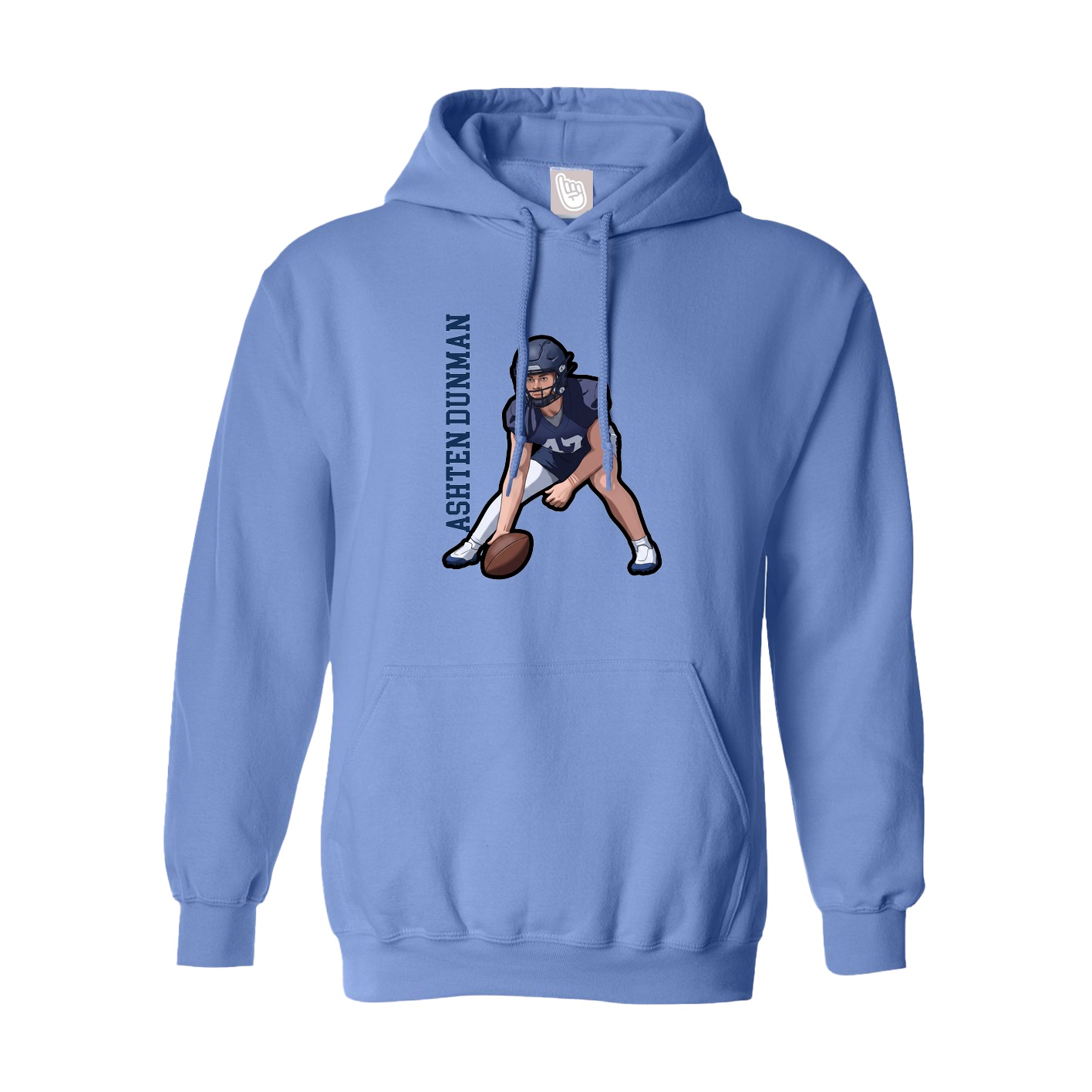 Youth Hoodie — Name Vertical in Powder Blue