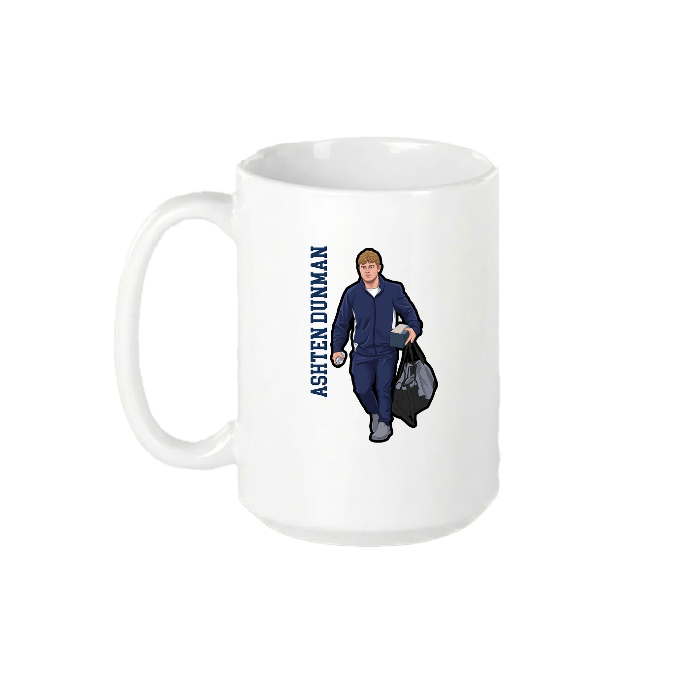 15oz Coffee Mug — Name Vertical in White
