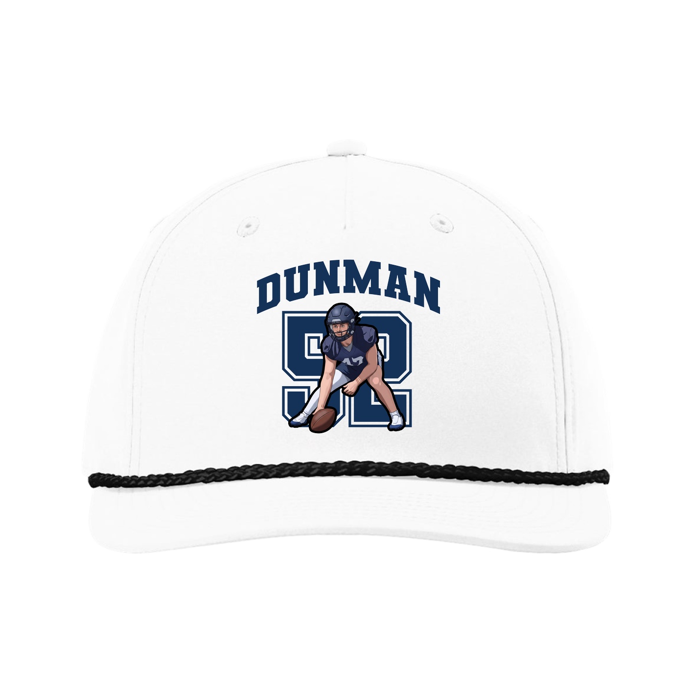 Five-Panel Classic Rope Cap — Number in White