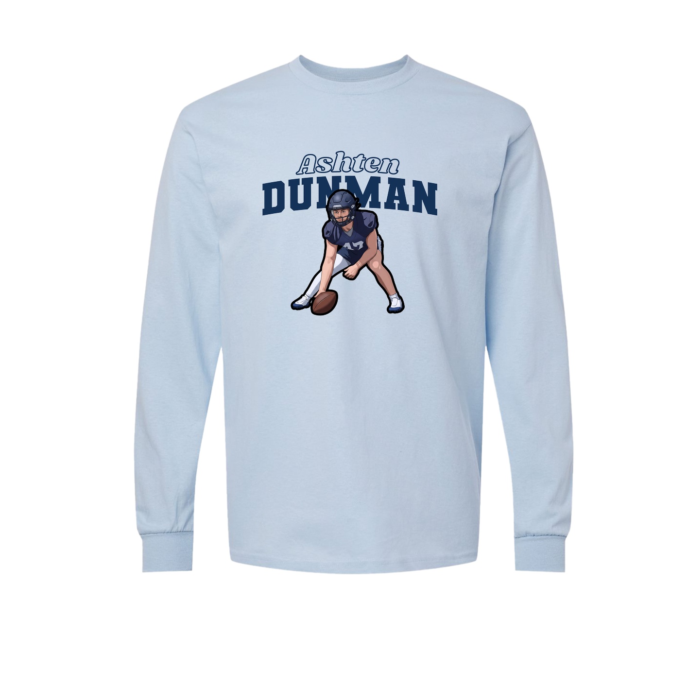 Long Sleeve Tee — Name Arch in Light Blue