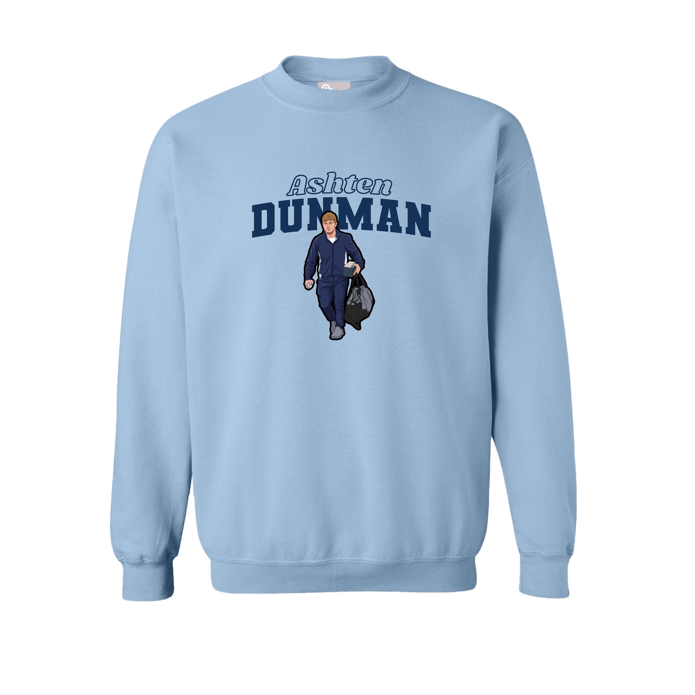 Fleece Crew — Name Arch in Light Blue