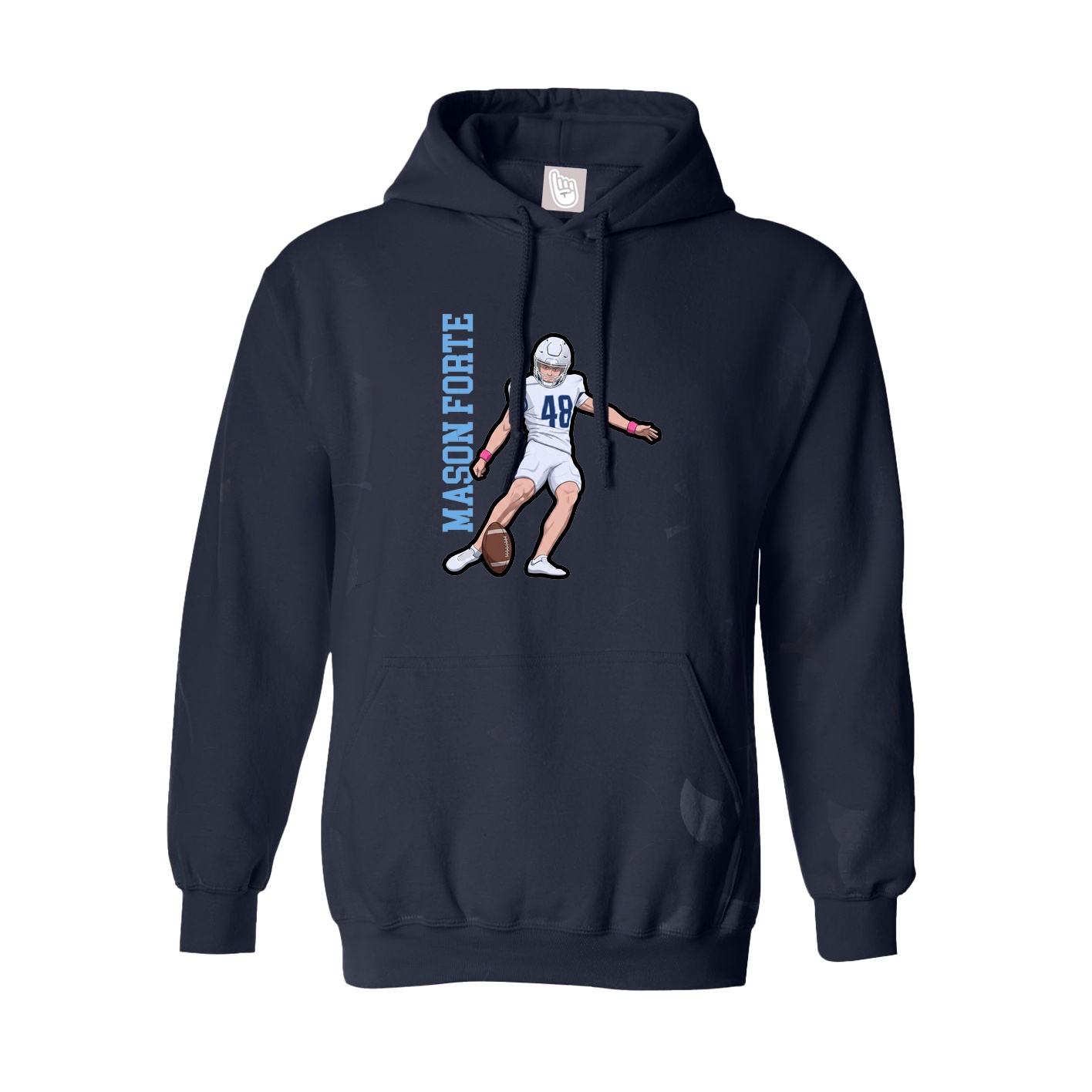 Hoodie — Name Vertical in Navy