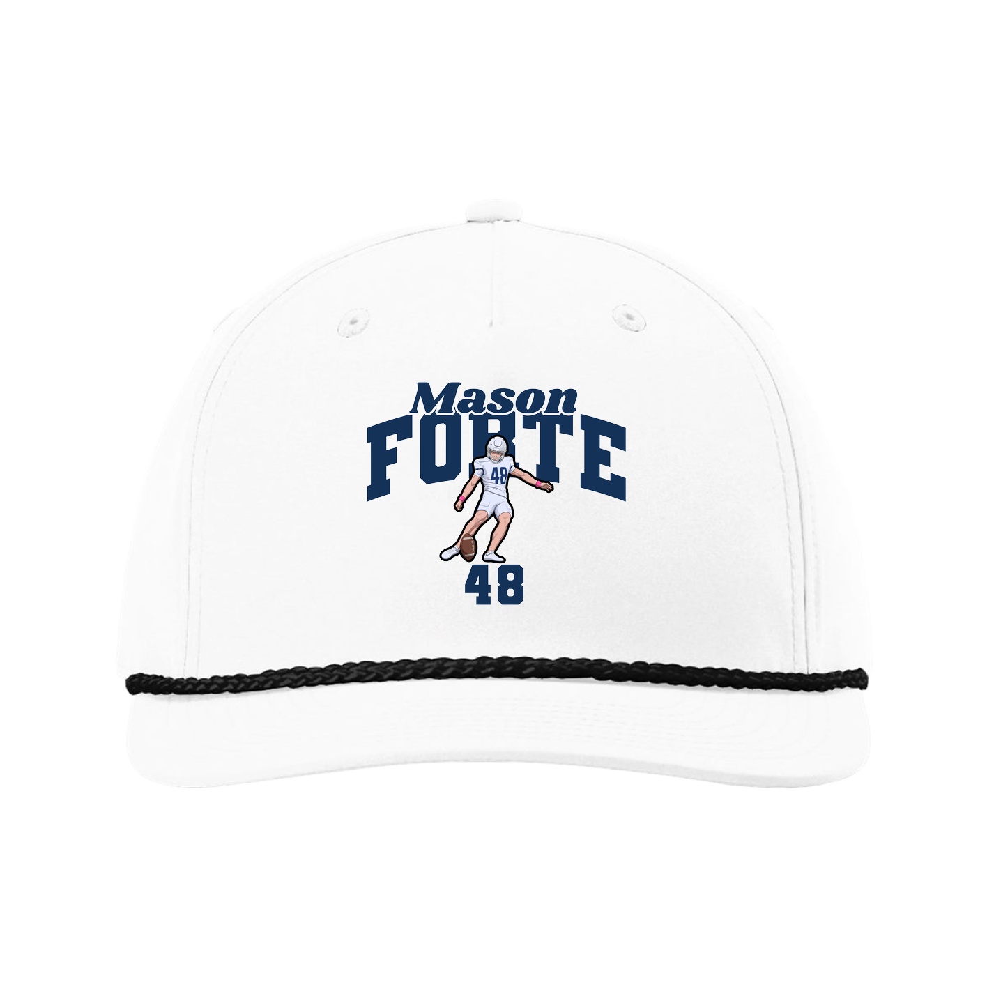 Five-Panel Classic Rope Cap — Signature Arch in White
