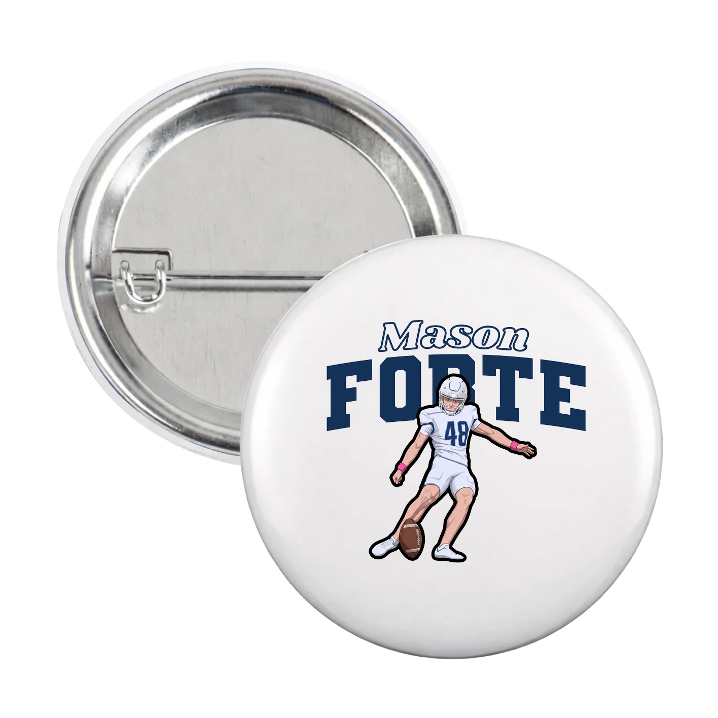 Game Day Button — Name Arch in White