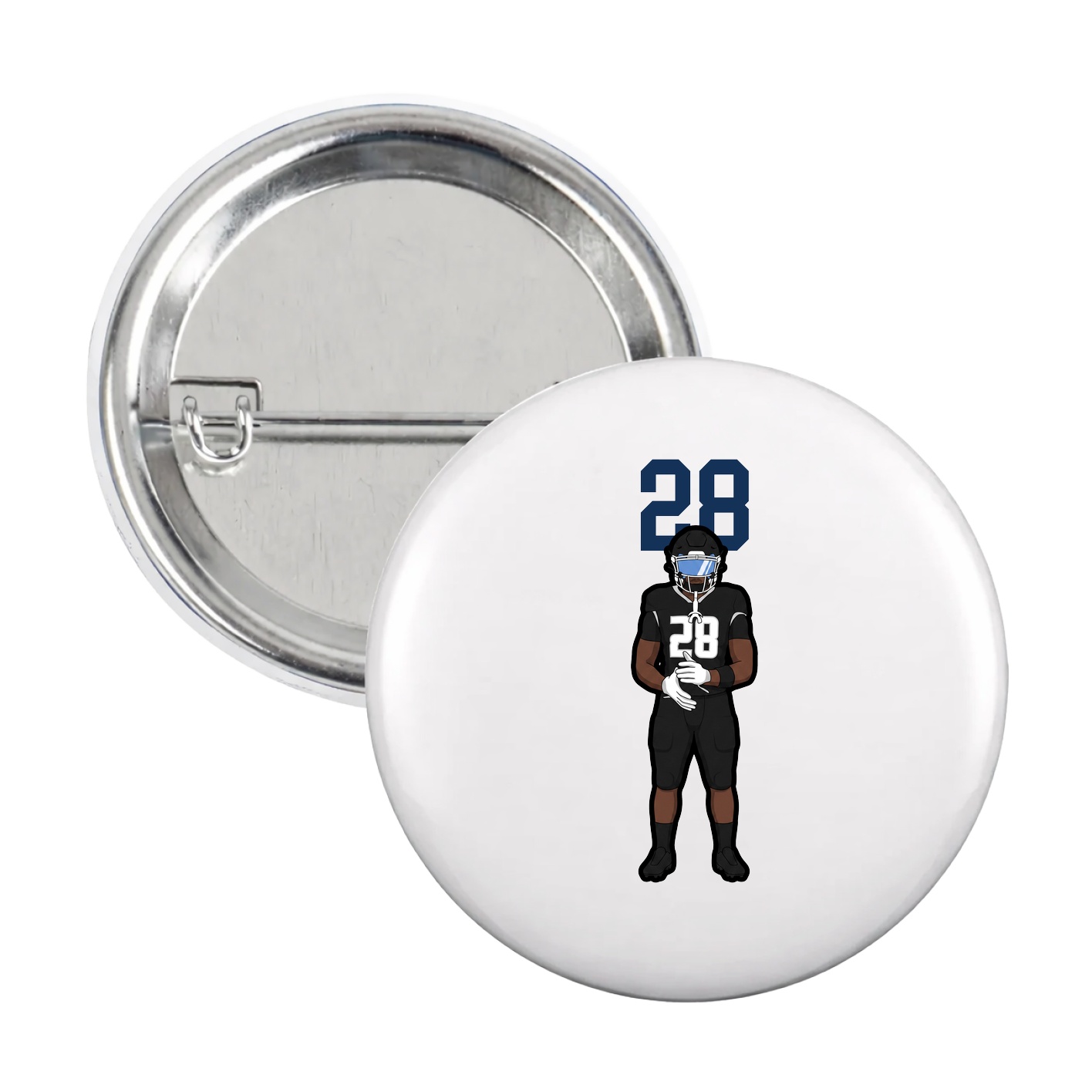 Game Day Button — Number Top in White