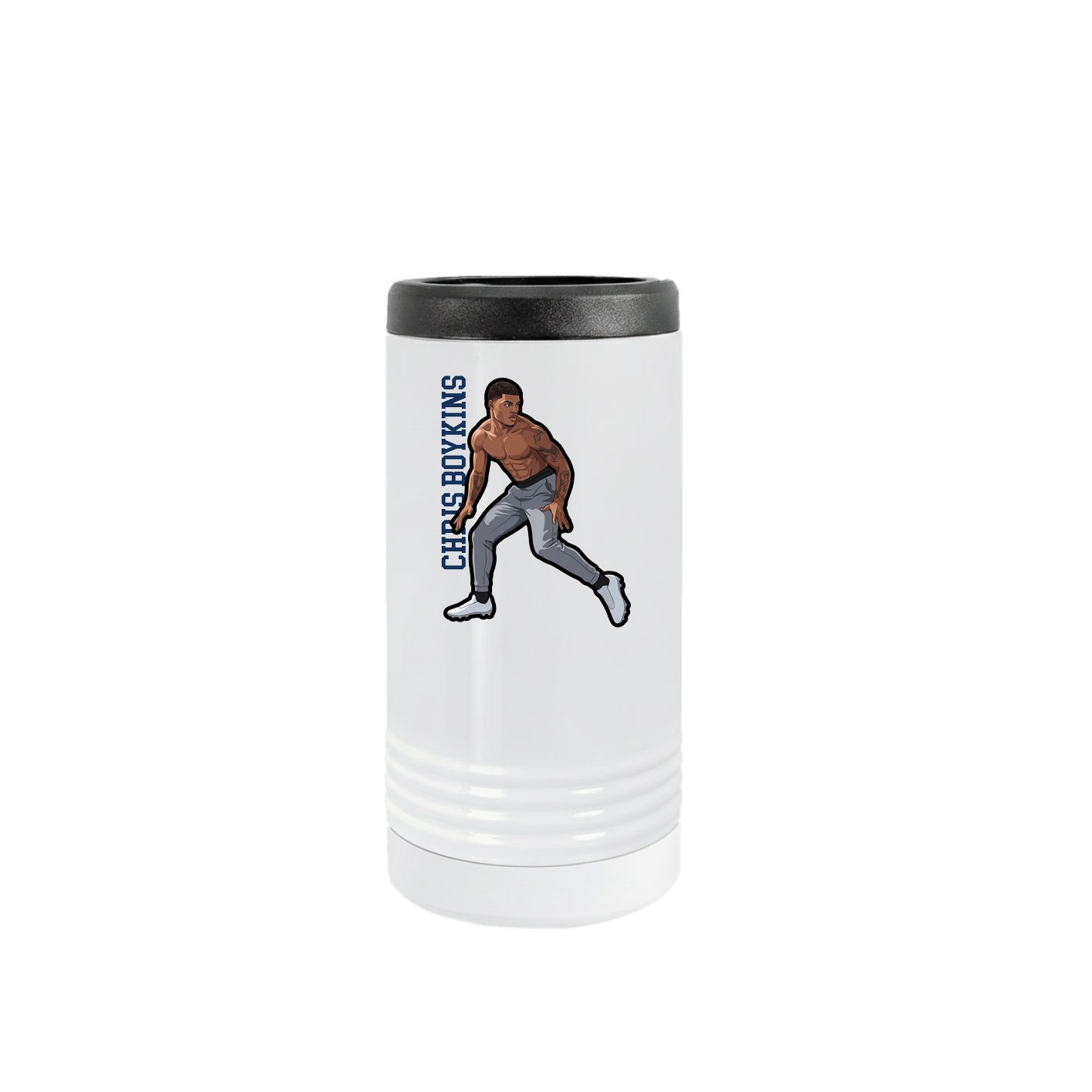 Slim Beverage Holder — Name Vertical in White