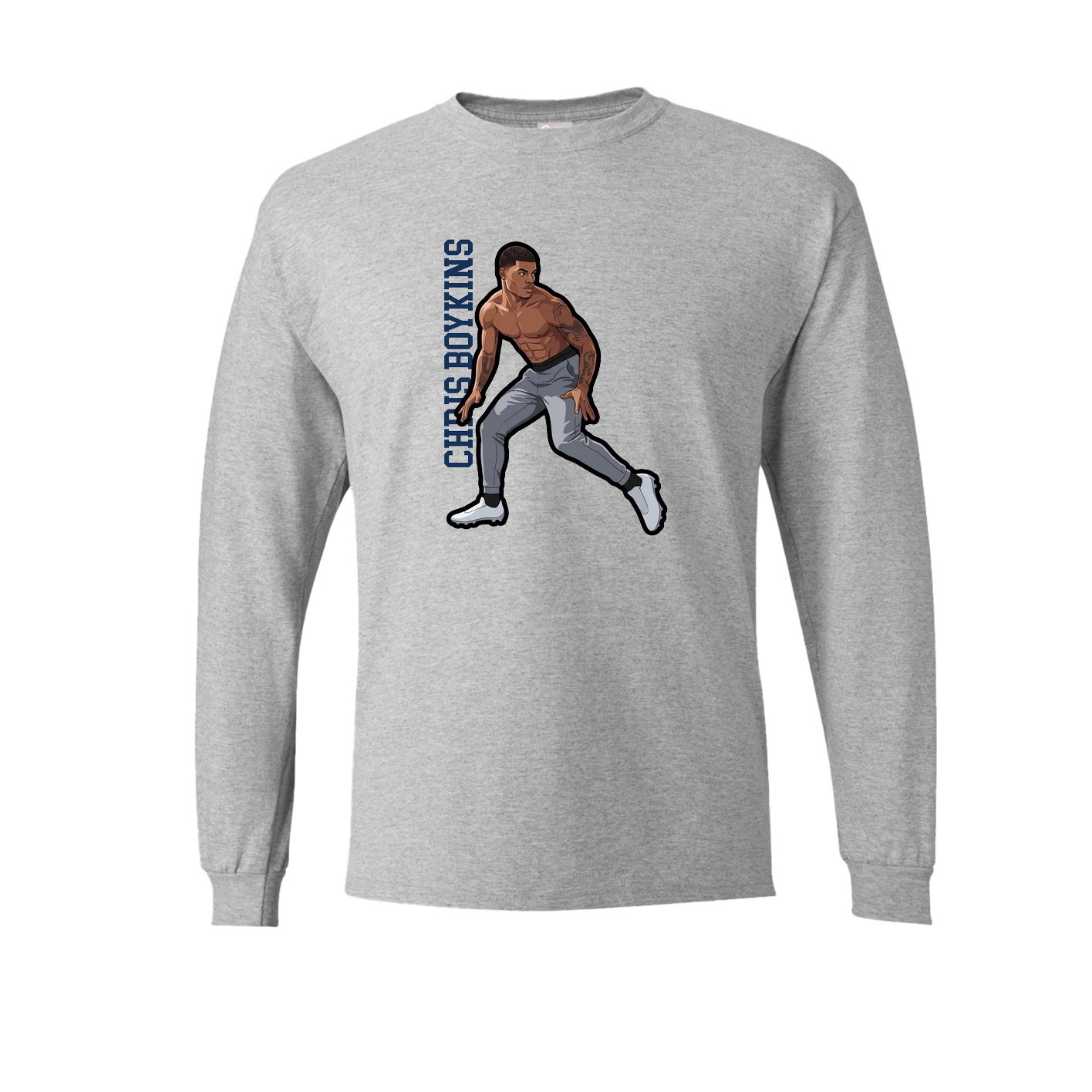 Long Sleeve Tee — Name Vertical in Grey