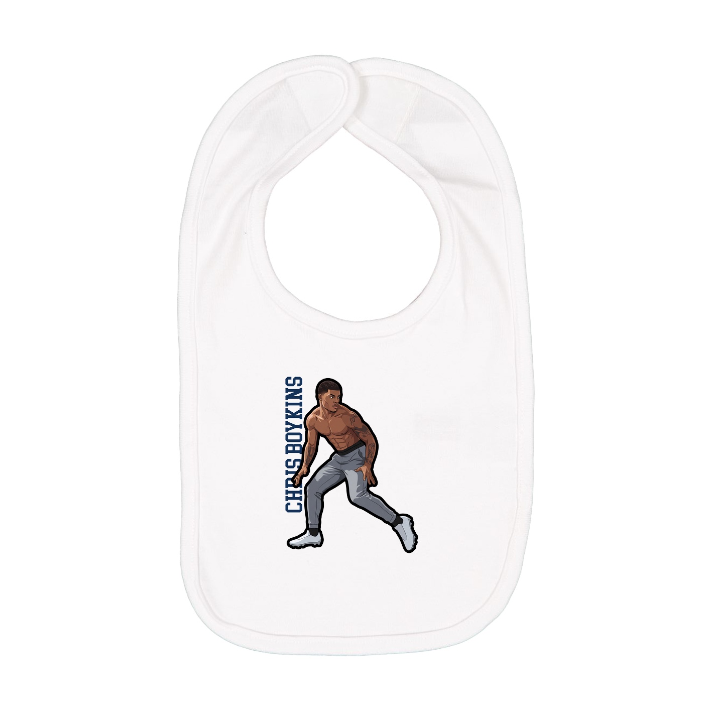 Infant Bib — Name Vertical in White