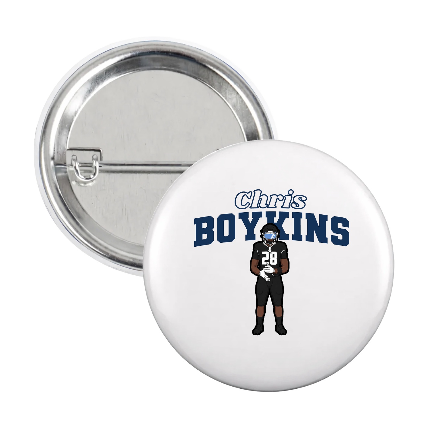 Game Day Button — Name Arch in White