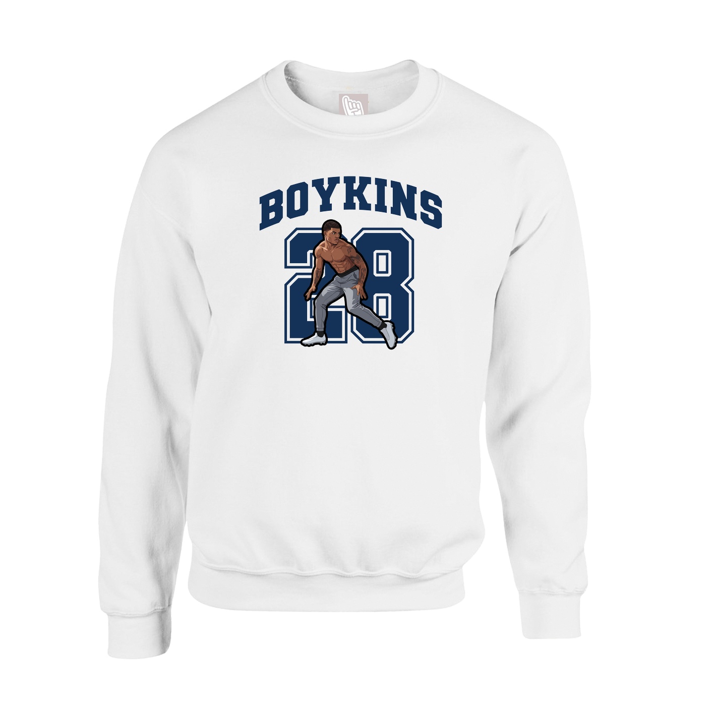 Fleece Crew — Number in White