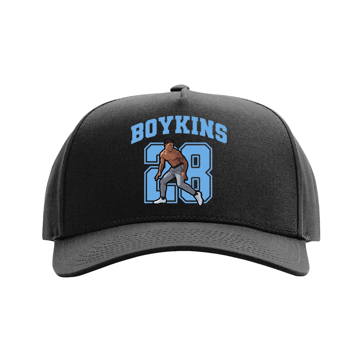 Full Fabric Five-Panel Champ Cap — Number in Black
