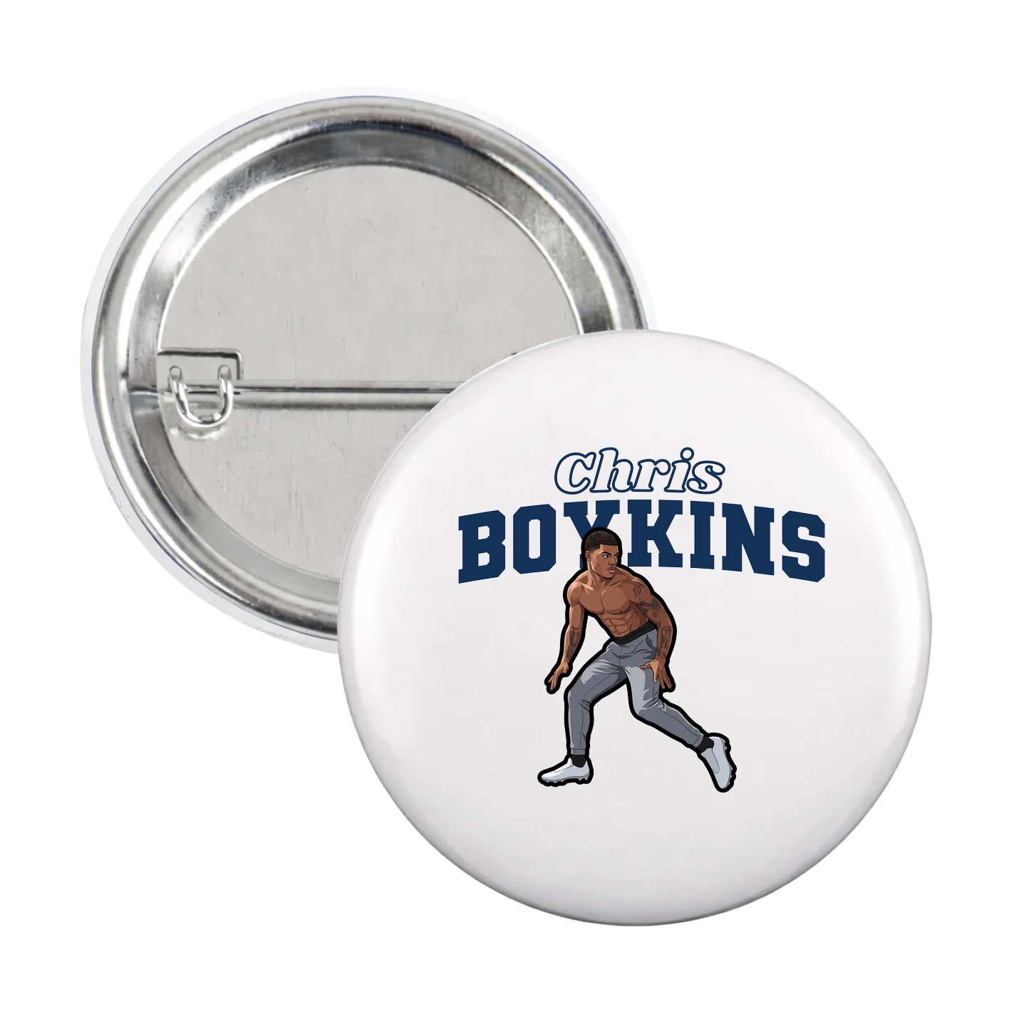 Game Day Button — Name Arch in White